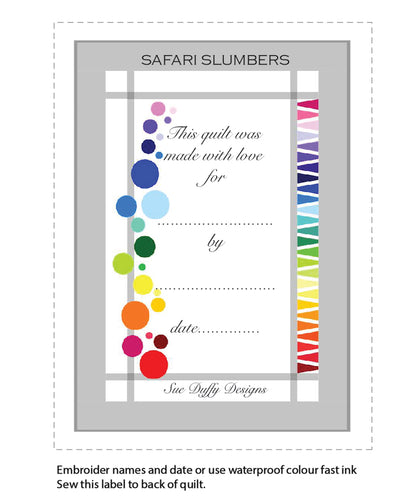 Safari Slumbers - Animal Zoo APPLIQUE 'helper' PANEL
