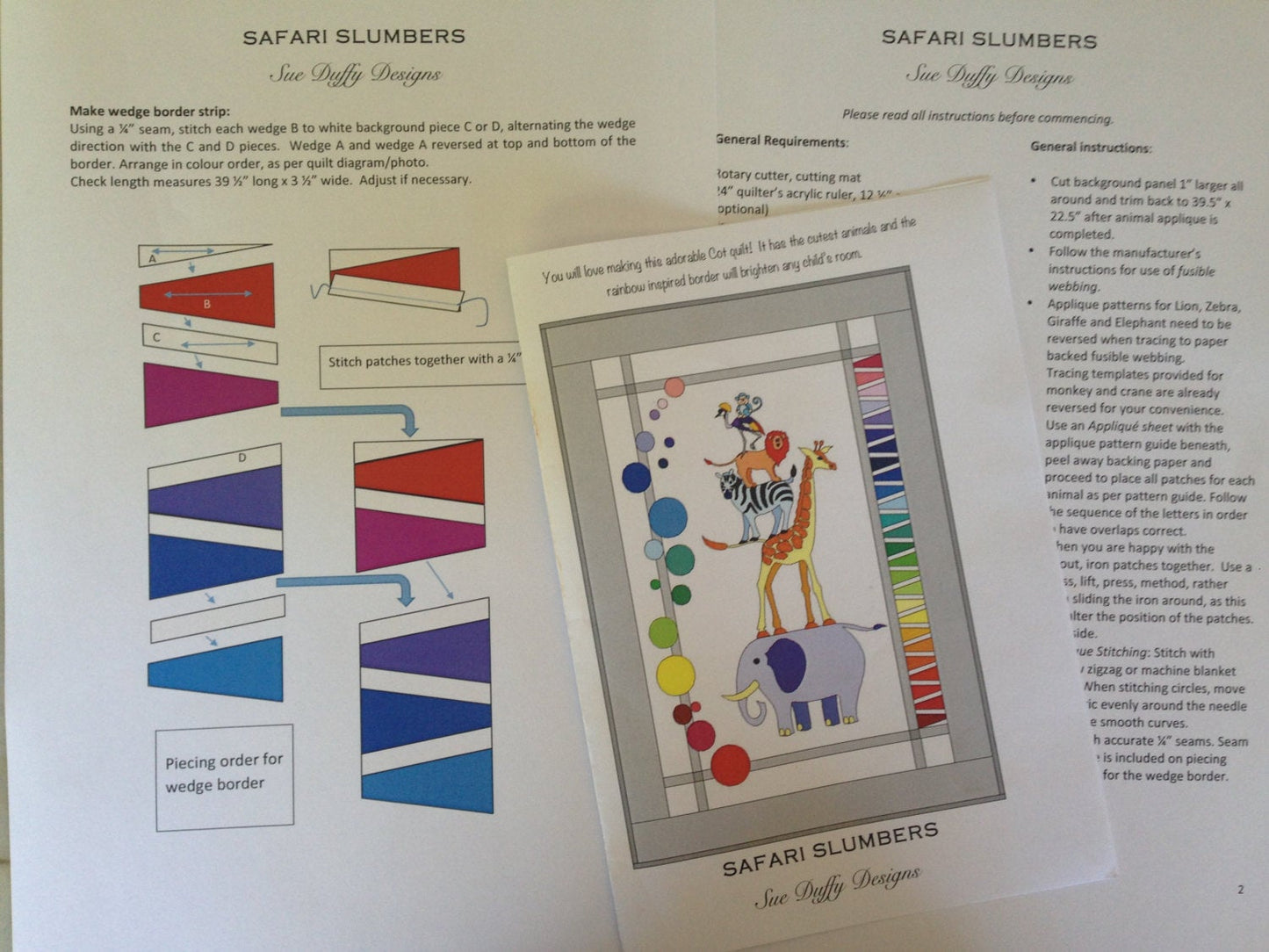 Safari Slumbers - Quilt Pattern with African Zoo animal friends